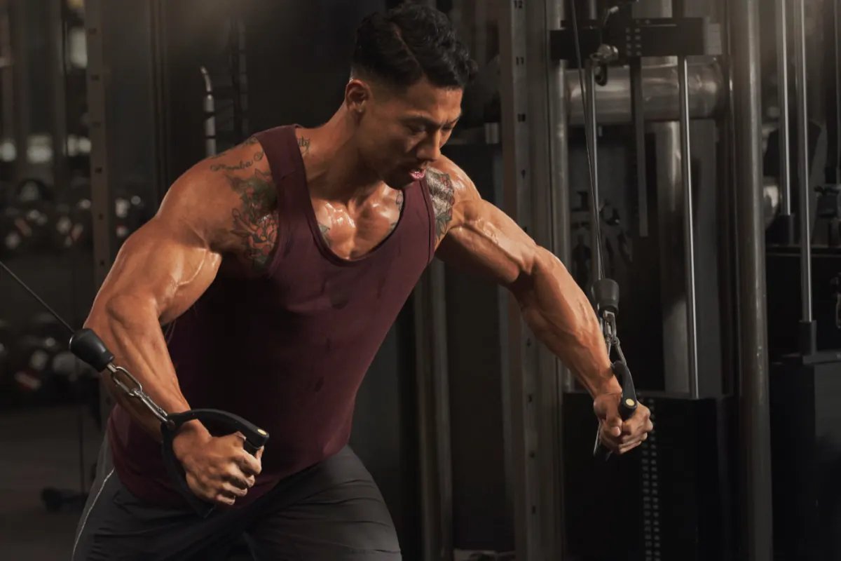 A member training during a strength session