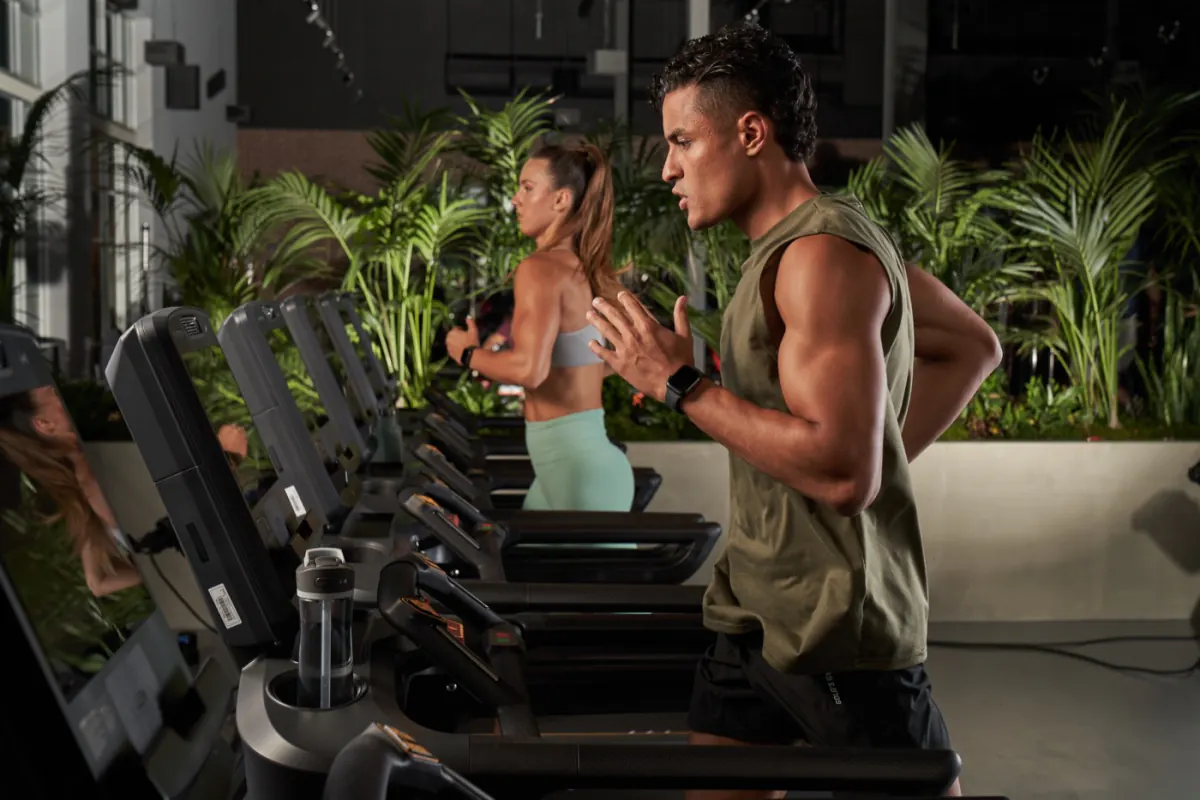 A member focused during a workout